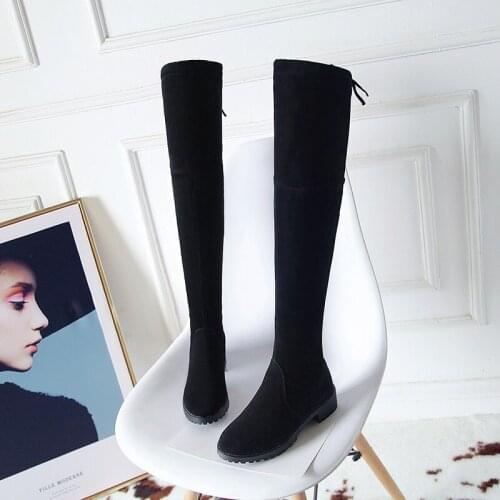 Thigh High Boots Female Winter Boots Women Over The Knee Boots Flat Stretch Sexy Fashion Shoes Black 34--41 Riding BootsA1-42