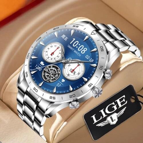 LIGE Luxury Smart Watch Men Make Call Full Colour Screen Waterproof Smartwatch Heart Rate Monitor Sports Fitness Tracker Watches