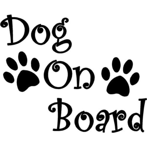 Funny Dog On Board Paw Print Cool Car Decal Decor Window Helmet Laptop Sticker