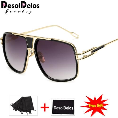 Square Pilot Sunglasses Men Driving 2019 Male Luxury Brand Sun Glasses For Men Metal Designer Cool Shades MIRROR retro