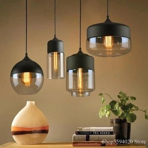 Modern Loft Hanging Glass Pendant Lamp Industrial Loft Restaurant Glass Chandelier Cool American Vintage Art Hanging LED Lamp