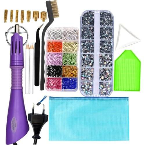 Hotfix Applicator set DIY Crystal Glass Rhinestone tool&2000pc Hot Fix Rhinestones Fast Heated Iron-on Wand Strass