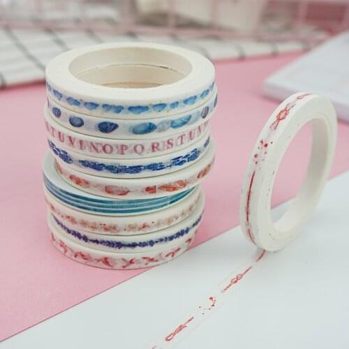 0.5cm*7m cartoon fresh slim washi tape DIY decoration scrapbooking planner masking tape adhesive tape label sticker