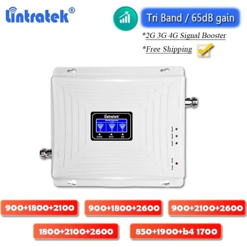 Triple band LTE Repeater Lintratek 2G GSM 900 3G 2100 WCDMA 4G 1800 2600 Signal Booster 850 1900 B4 1700 Mobile Phone Amplifier