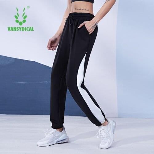 VANSYDICAL Winter Joggers Women Thickening Color Patchwork Running Sport Pants for Gym Female Training Fitness Workout Trousers