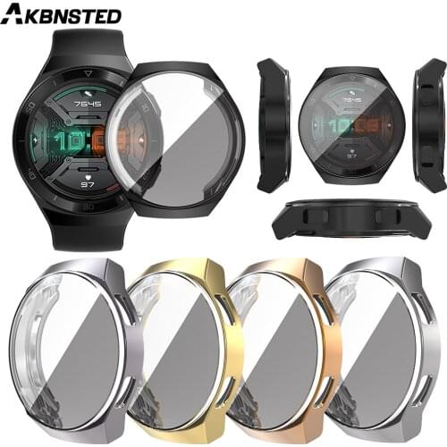 AKBNSTED TPU Plating Silicone Watch Protective Case For Huawei Watch GT 2e Smart Watch Replacement Watch Case Cover For GT 2E