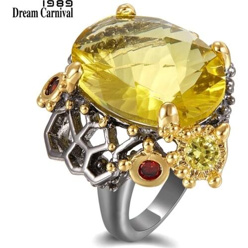 DreamCarnival1989 Original Quality Rings Women Big Radian Cut Shiny Zirconia Wedding Must Have Female Fashion Jewelry WA11689