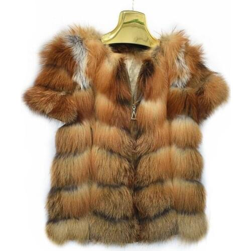 2020ladies new natural red fox coat fire fox vest real fox fur jacket with zipper short-sleeved vest European street style