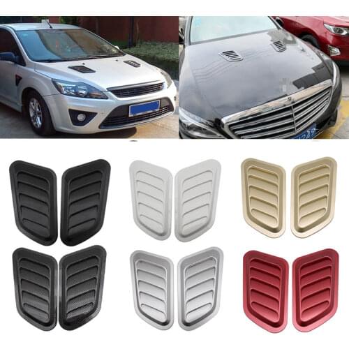 1pair 4colors Car Air Intake Flow Vent Fender Decorative Stickers Side Mesh Cover Front Bumper Hood Bonnet Grilles Vent Decals