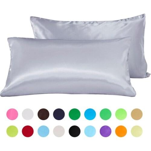 1 Pair Satin Soft Pillowcase Solid Color Envelope Pillow Cover US Twin Queen King Size Pillowcase for Bed Throw Pillow Droppship