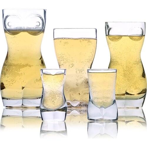 1pcs Sexy Lady Men Durable Double Wall Whiskey Glasses Wine Shot Glass Beer Cup Creative Body Shape Glass Cup Glass