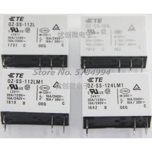 10Pcs 100% New Original TE TYCO power relay OZ-SS-112L OZ-SS-124L OZ-SS-112L1 OZ-SS-124L1 OZ-SS-112LM1 OZ-SS-124LM1 16A 240VAC