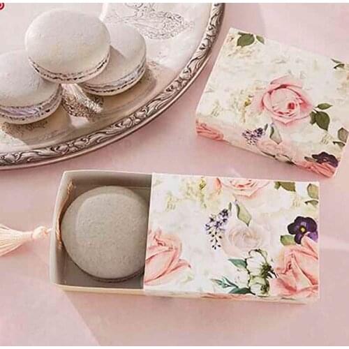100Pcs/lot Vintage Floral Candy Box Drawer Shaper Favor Paper Boxes With Tassels For Wedding Party Birthday DIY Gift Decoration