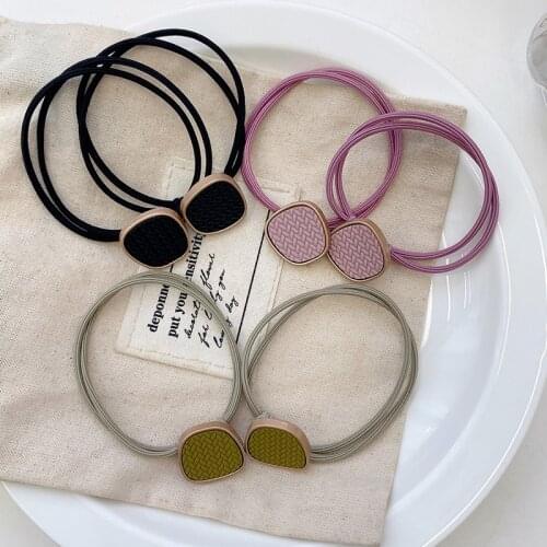 2 Pcs/Set Women Girls Retro Square Elastic Hair Bands Ponytail Holder Lovely Scrunchies Rubber Bands Female Hair Accessories