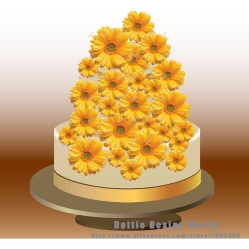 25 Mixed Yellow Daisy Edible Cake Topper Wafer Rice Paper Wedding Cake Cupcake Cookie Topper Birthday Party Cake Decoration