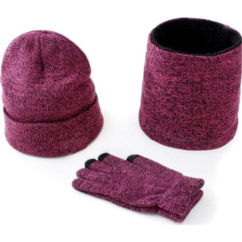 3pcs/Set Mens Knitted Hat Gloves Scarf Set Xmas Winter Warming Hat Full Cover Glove Comfortable Warm -B5