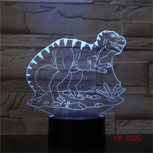 3D Illusion Led Lamp Dinosaur 7 Color Led Bulb Decoration Animal Night Light Touch Sleeping Nightlight Table Lamp AW-2595