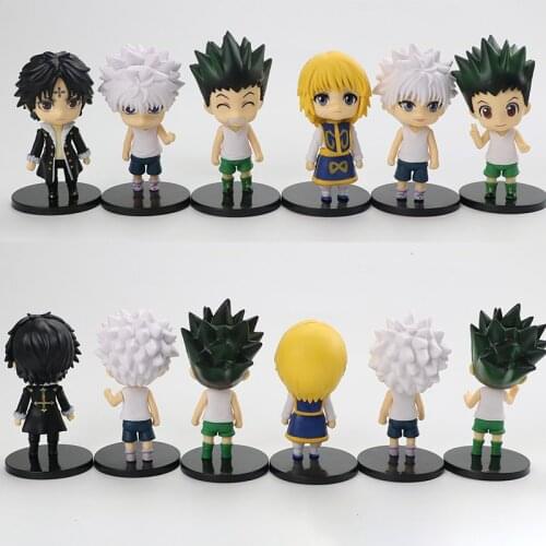 6pcs/set Hunter X Hunter Japan Anime Figure PVC Toys Kawaii Killua Curarpikt Hyskoa Doll Cute Room Decor Birthday Gift for Boys
