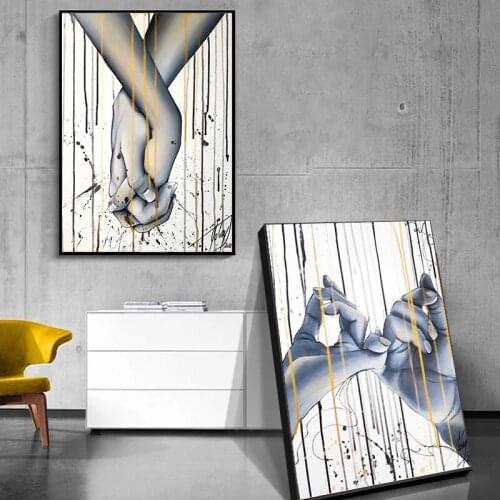 Abstract Lover Hands Posters and Prints on Canvas Painting Nordic Modern Wall Art Pictures for Living Room Cuadros Home Decor