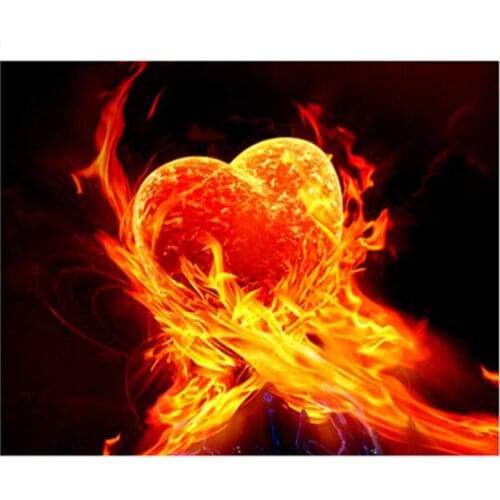 Yunxi art Diy 5D Diamond Painting Full Square Rhinestones Cross Stitch Crystal Mosaic Embroidery Home Decor Fire heart DW270