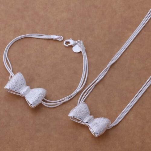 AS255 Hot sterling Jewelry Sets Bracelet 098 + Necklace 464 /akdajbka aqqajhxa silver color