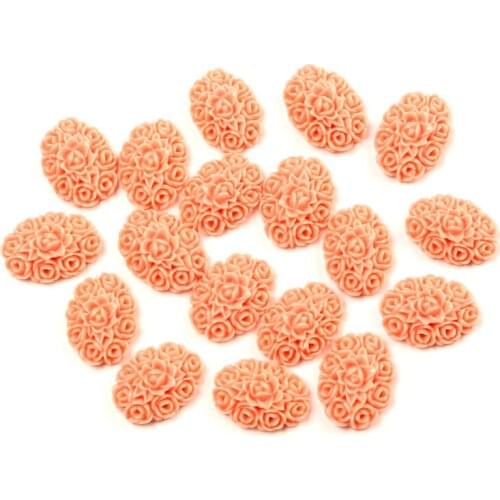 50Pcs Pink Resin Flower Decoration Crafts Beads Flatback Cabochon Scrapbook DIY Embellishments Accessories Buttons