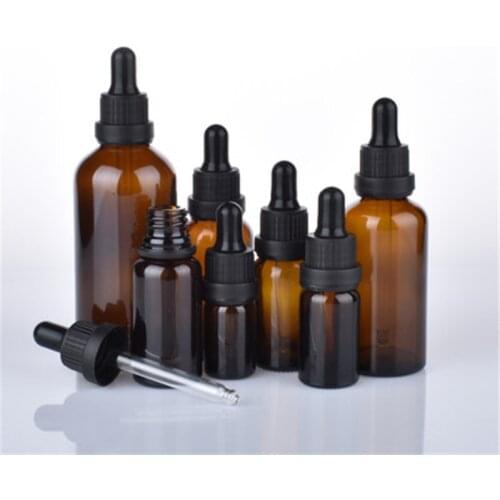 10pcs/lot Brown Drop Amber Bottle Glass Aromatherapy Liquid Dropper essential basic massage oil Pipette Refillable Bottles