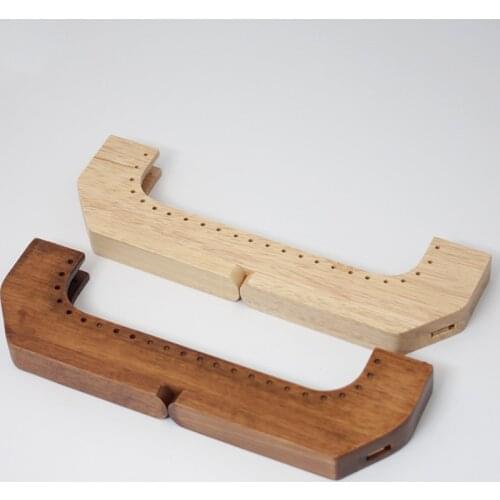 One Piece 25cm Solid Wood Handle Wooden Purse Frame With Hooks Women Wallet Retro Sewing Purse Bag Frame Diy Bag Accessories