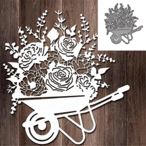 Flower Cart Metal Cutting Dies Stencil DIY Scrapbooking Album Paper Card Template Mold Embossing Craft Decoration
