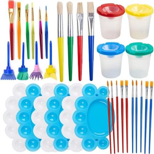 Children Paintbrushes Washable Paint Brushes Sponge Painting Brush Set for Toddler Kids Early DIY Learning Toys Art Supplies