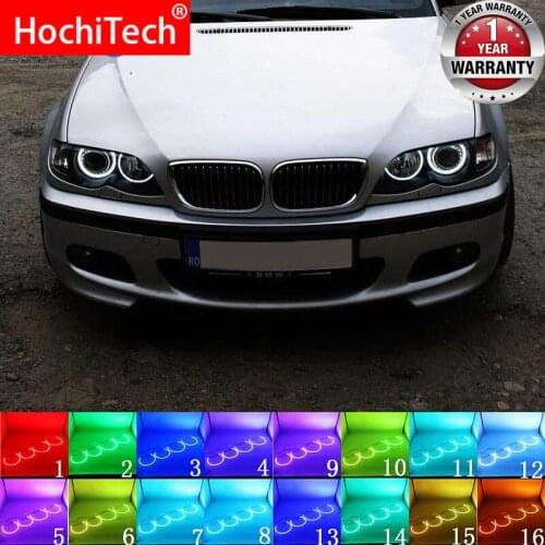 For BMW E46 1998 - 2005 With PROJECTORS Accessories Headlight Multi-color RGB LED Angel Eyes Halo Ring Eye DRL RF Remote Control