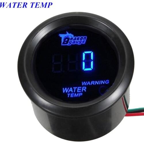 EE support 52mm Water Temp Gauge Motor Car Accessories Black Cover Blue LED Digital Water Temperature Meter With Sensor