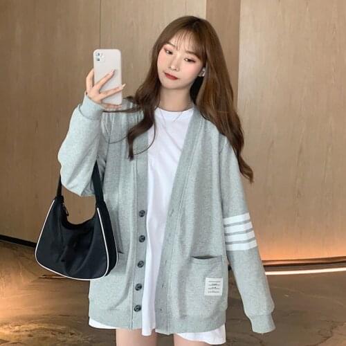 Cotton Autumn 2021 New Coat Womens Spring Korean Version of Loose Long-sleeved Cardigan Salt Shirt Cardigan Button