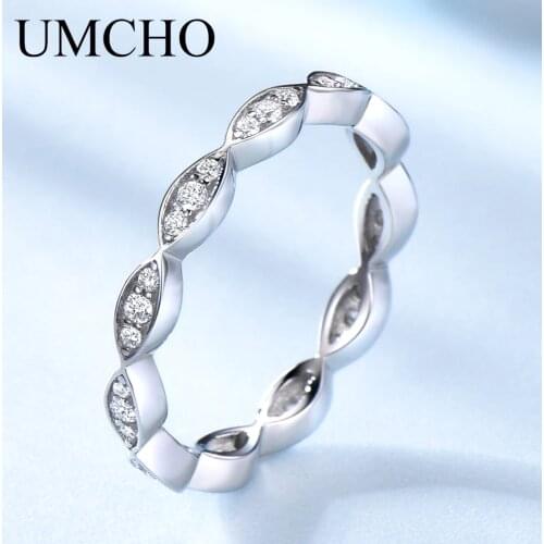 UMCHO 925 sterling silver rings for women Classic Lady Elegant Simple Wedding Bands Rings Fashion Finger Accessories