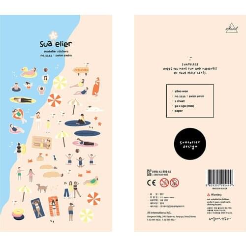 Korean Import Brand Sonia Sunshine Beach Swimming Stickers Scrapbooking Diy Bullet Journal Diary Stationery Sticker Cute