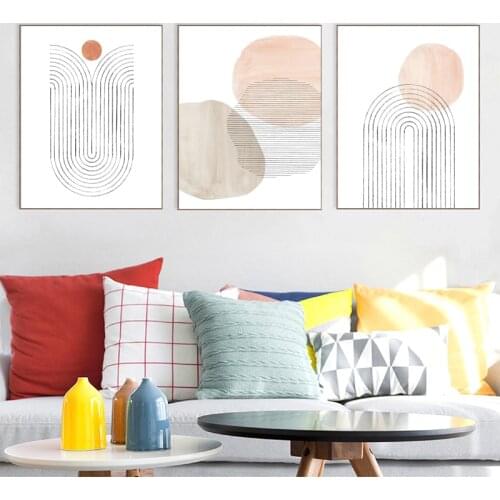 Blush Pink Watercolor Abstract Canvas Painting Minimalist Poster Wall Art Pictures for Living Room Gallery Aesthetic Home Decor