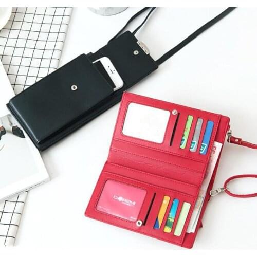 Summer Women Outdoor Pu Leather Shoulder Bags Cross-body Bags Mobile Phone Bag card bag for Girls Solid Color Card Holders