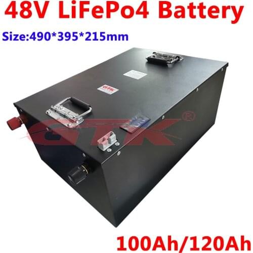 LiFePo4 48V 120Ah 100Ah lithium solar battery pack with BMS for 12000W motorhome inverter solar panels golf cart+10A charger