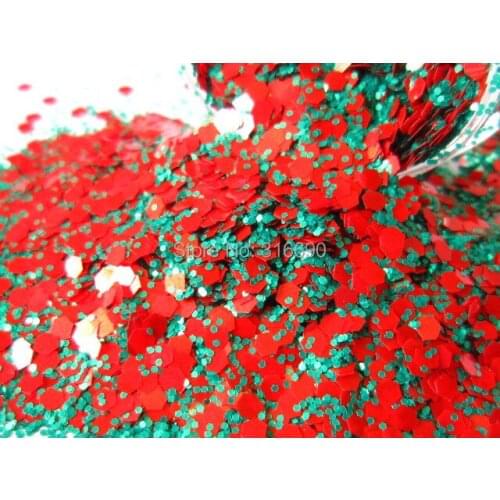 Matte Solvent Resistant Green and Red Glitter Mix glitter christmas mixes
