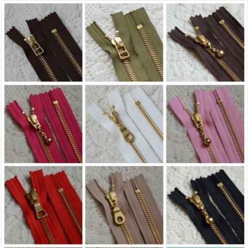20pcs/lot YKK Metal Zipper #5 Gold Copper Close End Zip Pocket Boots Shoes Handmade Diy Sewing Accessories Wholesale