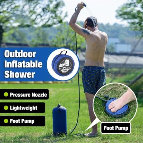 11L Inflatable Shower Bag With Foot Pump Pressure Bathing Water Bag Portable For Outdoor Travel Camping Beach Washing Cars Tools