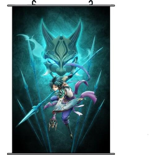 Game Genshin Impact Xiao Wall Scroll HD Print Scroll DIY Custom Made Poster Home Decor 40x60cm