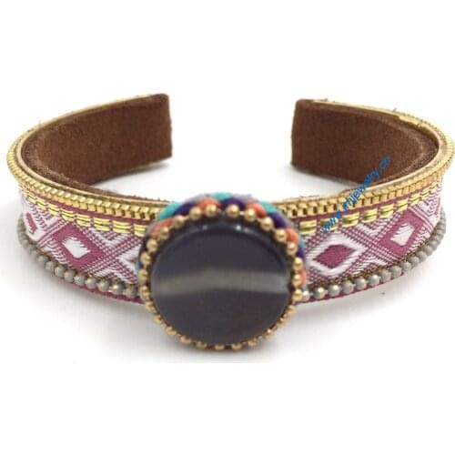 New European Jewelry Suppliers handmade weaving Bracelet Phosphorus stone vingtage bracelet whip cord for women