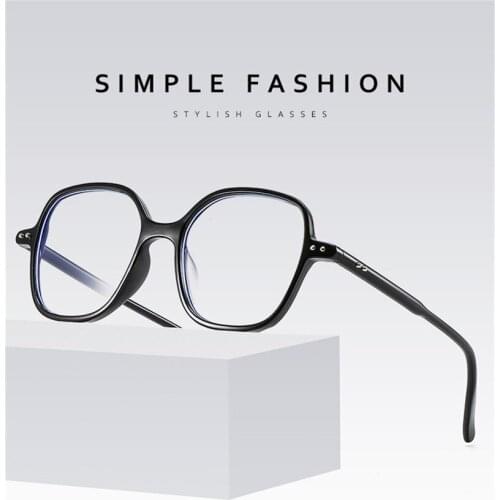 Seemfly Fashion 2021 Anti Blue Light Glasses Trend Large Frame Flat Eyewear Men Women Elegant Purple Black Spectacles For Myopia