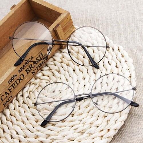 Retro Round Flat Glasses Photography Props Metal Eyeglass Frame Spectacles Eyeglasses New Color Arrival Dropship