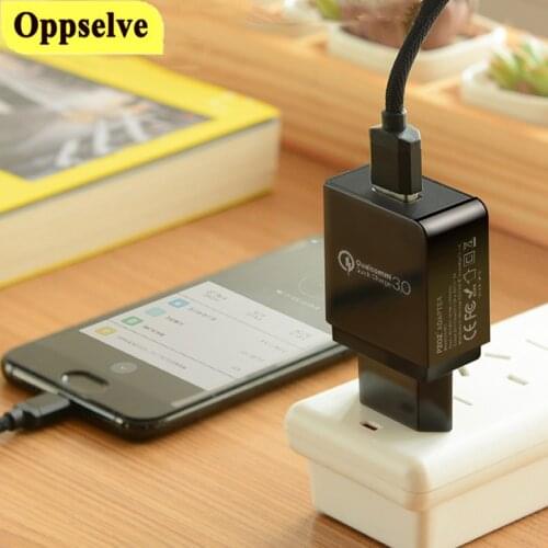 Oppselve Dual USB Charger, Quick Charge 3.0 Mobile Phone EU Charger Plug Travel Wall Adapter For iPhone XS Samsung Phone Charger
