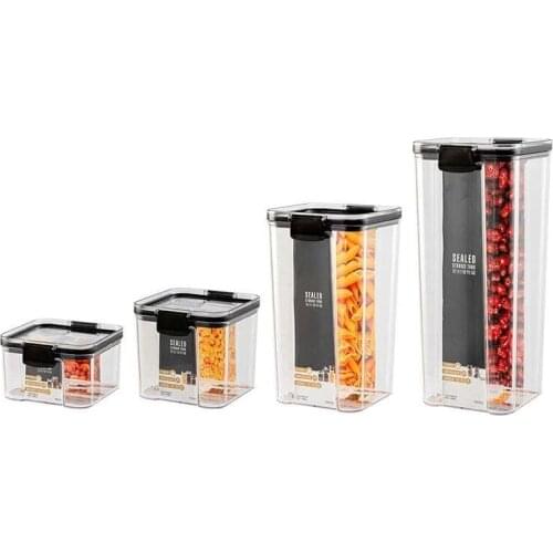 700/1300/1800ML Transparent Sealed Jar Plastic Kitchen Snack buckle Nut Coffee Bean Storage Jar Household Grain Storage Box