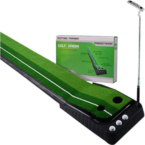 Portable Indoor Golf Putting Green Swing Trainer Set Putter Fairway Lawn Golf Training Tool Aids Office Home Mat Accessories