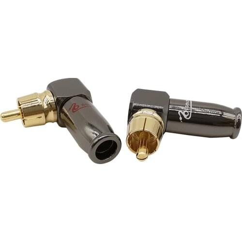 2Pcs RCA Audio Connector RCA Right Angle Male Plug Audio Converter Gold plated RCA L-shaped Male Plug Audio Soldering Adapter