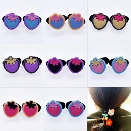 10 PCS Kids Girls Hair Bands Colorful Strawberry Hair Ropes Cute Elastic Hair Ties Fit Children Ladies